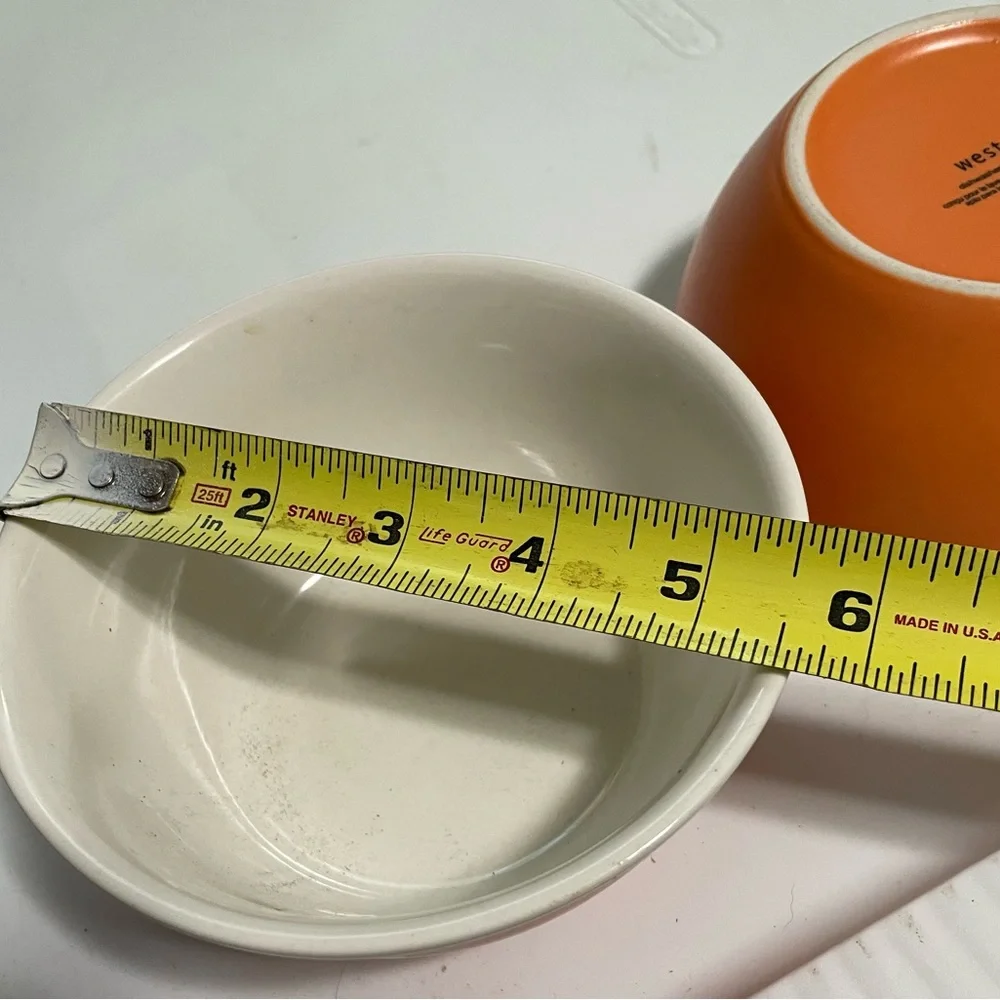 2 West Elm Tangerine ceramic bowls